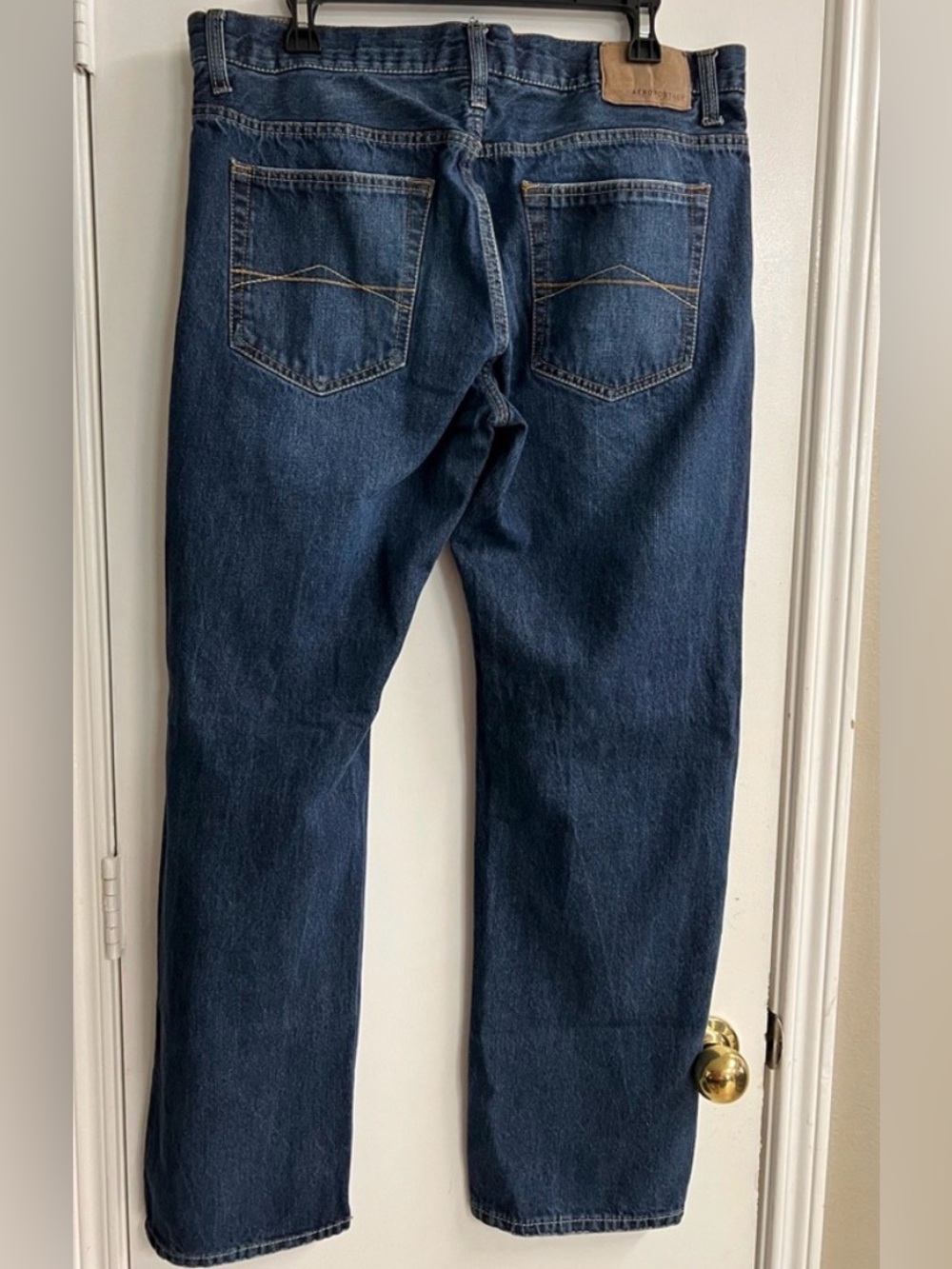 Aeropostale Men’s Indigo Straight Jeans with Contrast Stitching